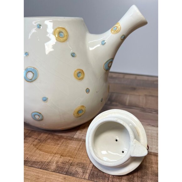 Blue Sky Lynda Corneille Handcrafted Ceramic Cat Teapot With Whimsical Fish Lid - Picture 5 of 7